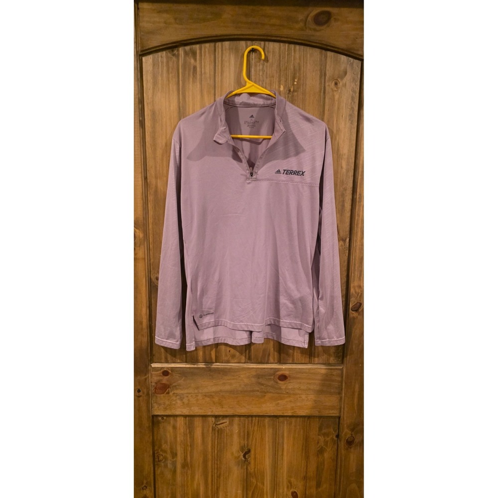 Adidas Terrex Pullover T-Shirt‎ Womens XL Purple 1/4 Zip Aeroready Long Sleeve